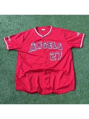 Los Angeles Angels Mike Trout Red MLB Jersey Large MVP ROTY Baseball